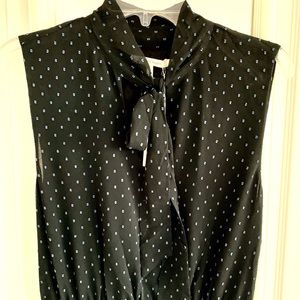 Avec Les Filles high/low dress black with lapis dots XL